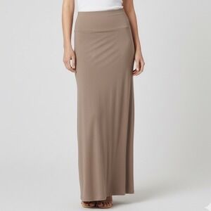 Sweet Skirts Maxi Skirt Taupe Foldover Waistband Stretch Knit Women's XS